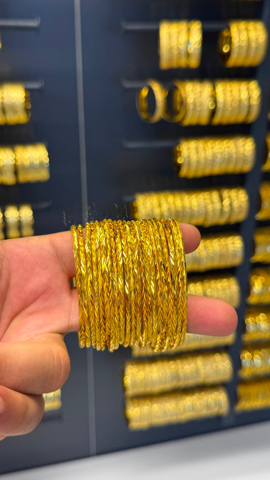 Gold Zarafet Oluklu Ajda Altın Kaplama Bilezik