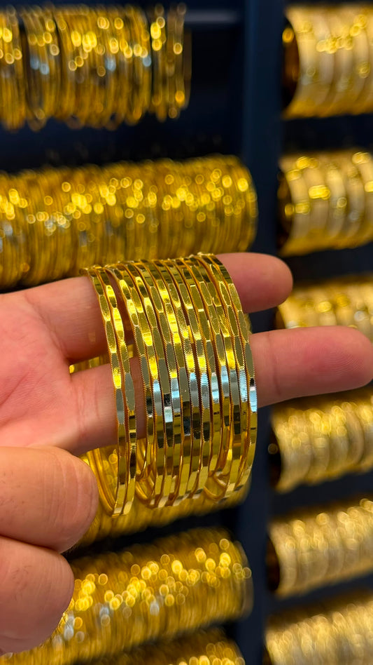 Gold Zarafet Aynalı Lazer Kesim Ajda Altın Kaplama Bilezik