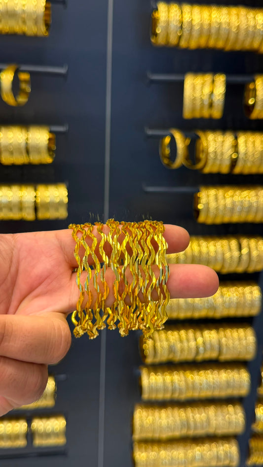 Gold Zarafet Zikzak Ajda Altın Kaplama Bilezik