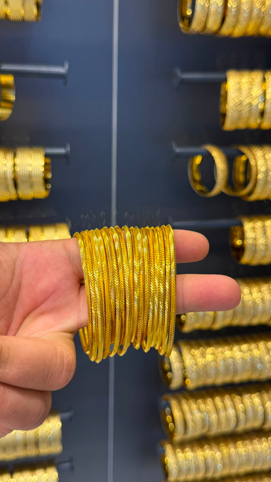 Gold Zarafet Başak Desenli Ajda Altın Kaplama Bilezik